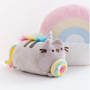 Pusheen unicorn and dragon holding doughnuts